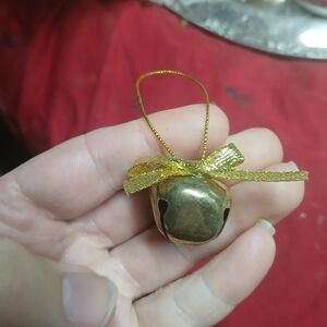 Gold Christmas Jingle Bell Ornament with Bow